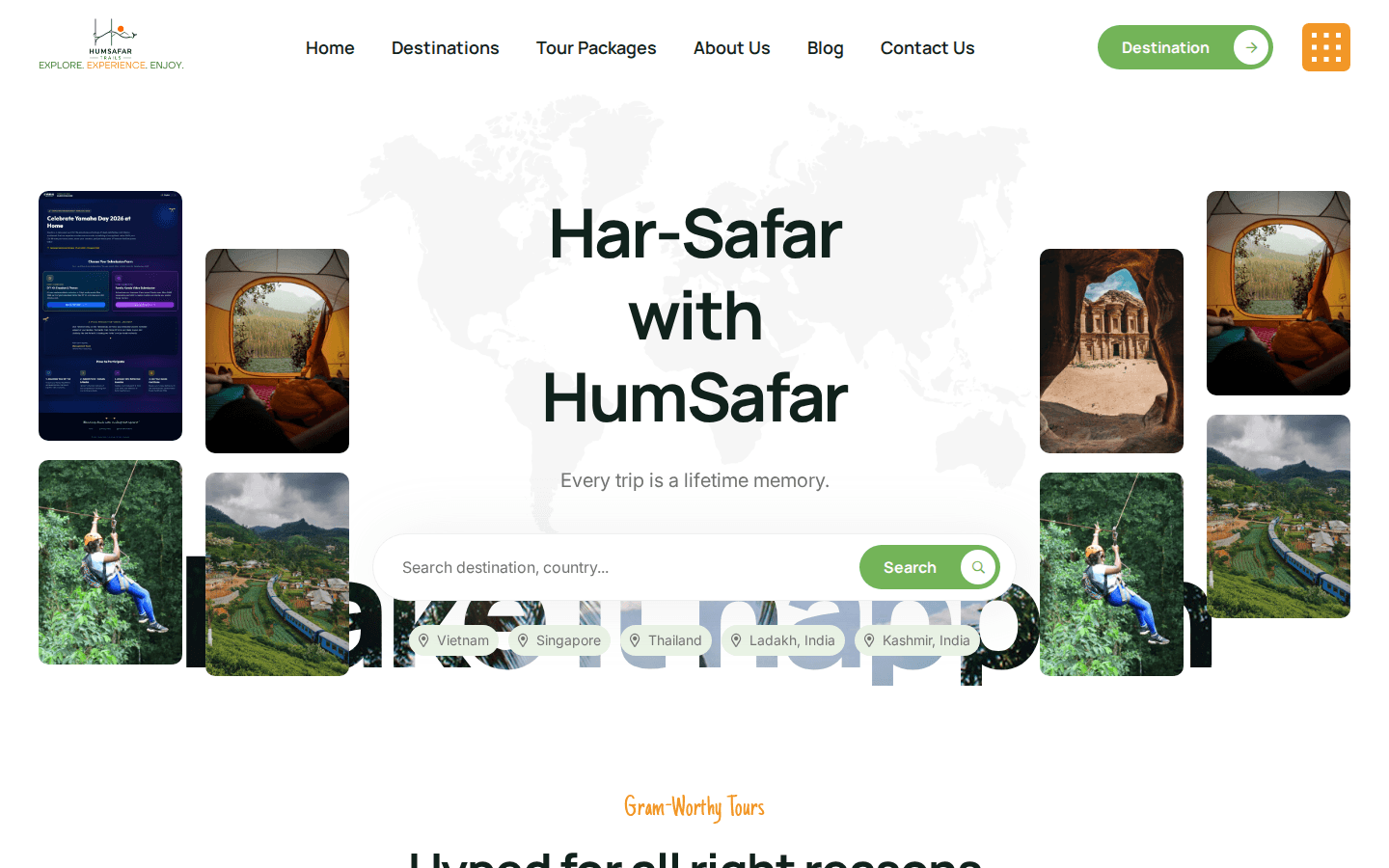 Humsafar Trails — Travel Brand & Booking Website — desktop view